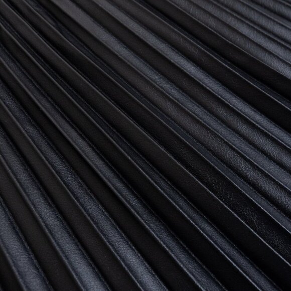 Black Pleated Leather Skirt - Picture 7 of 14